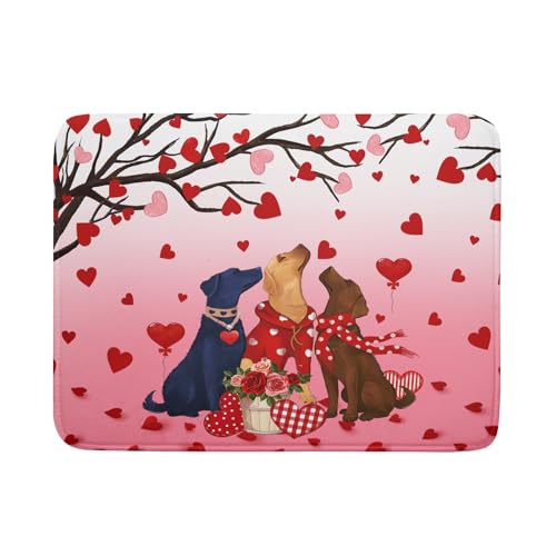 Love Dog Dish Drying Mat 18"x24" Red Heart Microfiber Dish Drainer Mat Hanging Loop Absorbent Fast Dry Pad Kitchen Counter Bar Accessories