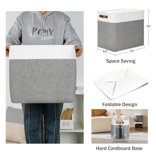 Storage Baskets 17 inch Large Basket for Blanket Living Room (3 Count)