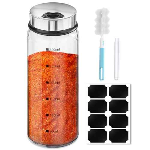 10oz Glass Spice Jar with Adjustable Pour Holes Scale Lines