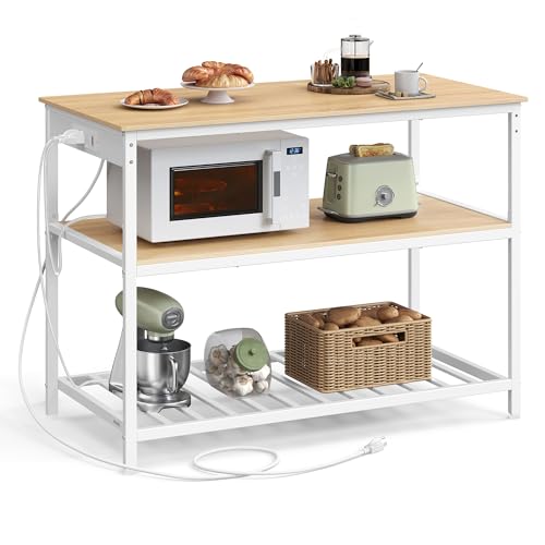 Kitchen Island with 3 Shelves