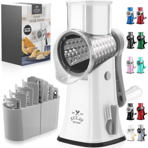 Rotary Cheese Grater Manual Hand Crank 5 Blade Shredder
