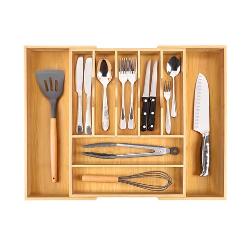 Large Premium Bamboo Silverware Organizer