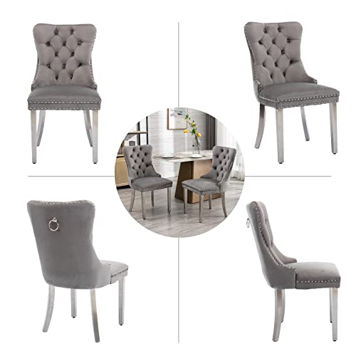 Grey Velvet Dining Chairs Set of 6 (6 Count)