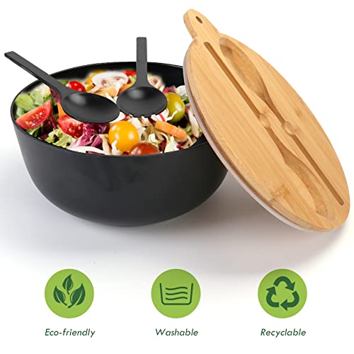 Black Salad Bowl with Lid 125oz (4 Count)