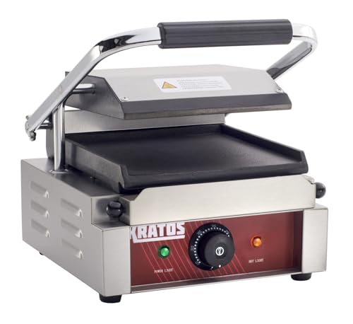 Commercial Electric Panini Sandwich Grill with Smooth Plates