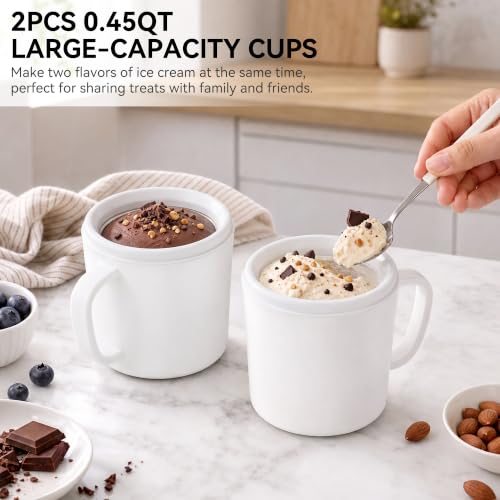 Home Ice Cream Maker Machine with 2 Ice Cream Bowls