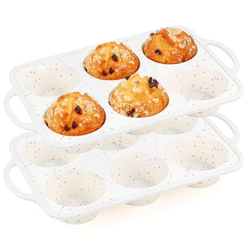 6 Cup Jumbo Muffin Pan for Baking with Metal Frame Nonstick
