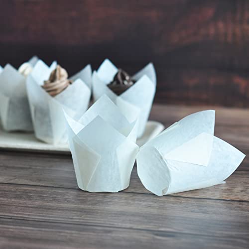 500 pcs Large size White Tulip Baking Cups 2 (500 Count)
