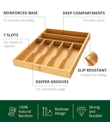 Luxury Bamboo Utensil Rack and Silverware Organizer