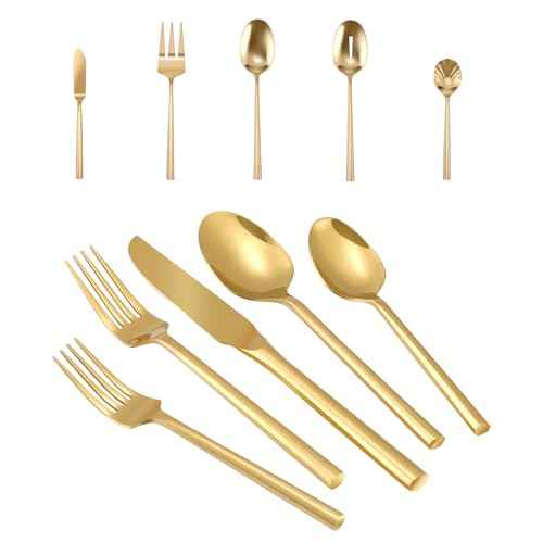 Gold Silverware with Hexagon Handle 65