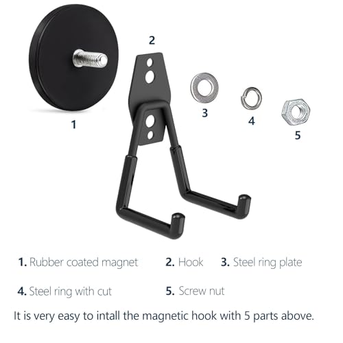 Heavy Duty Magnetic Hooks with 2.60" D Round Base (2 Count)