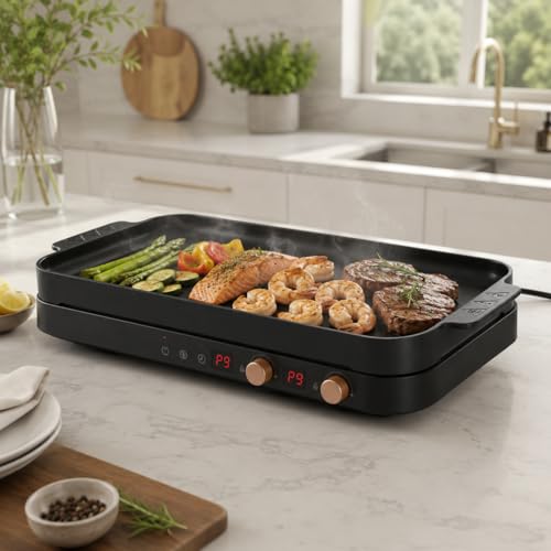 Portable Induction Cooktop 2 Burner with Griddle Pan