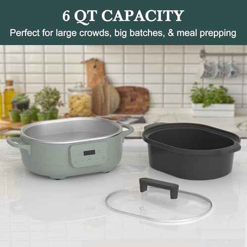 6 Quart Programmable Slow Cooker Removable Healthy Nonstick Pot