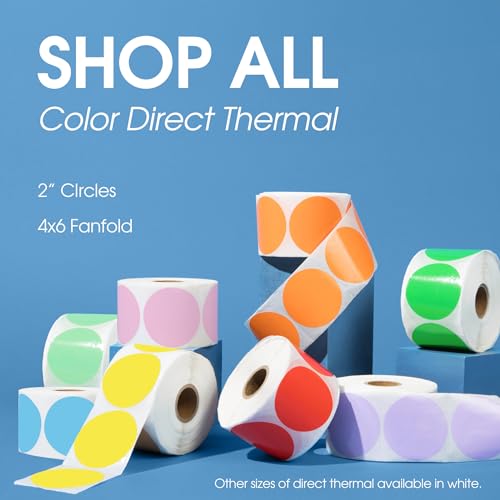 2" Circle Yellow Direct Thermal Labels (750 Count)
