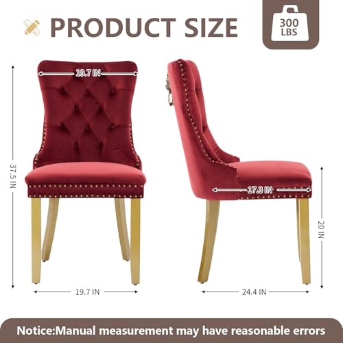 Burgundy Velvet Dining Chairs Set of 2 (2 Count)