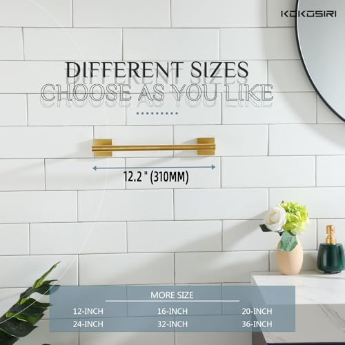 Hand Towel Bar Bathroom Towel Holder for Bath Kitchen Cabinet Towel Ring 12 Inch Brushed Gold Stainless Steel B4005BG