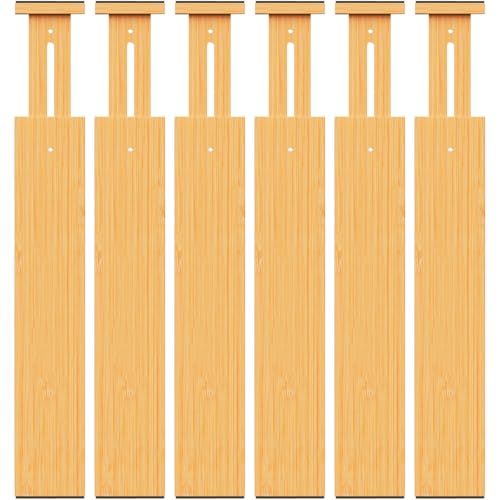 Bamboo Drawer Dividers Organizers (6 Count)