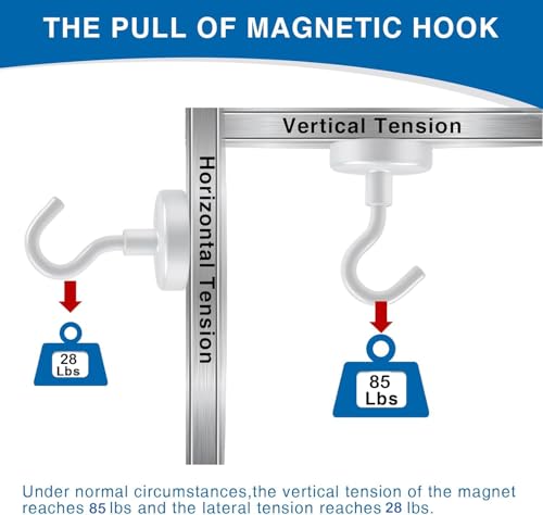 Magnetic Hooks Magnet Hook for Cruise Cabins 85LBS Essentials 6P (6 Count)