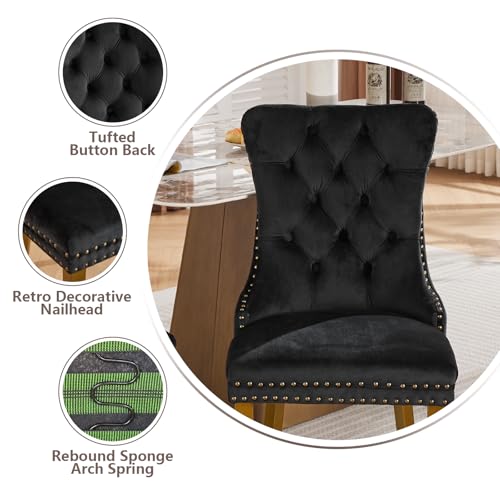 Black Velvet Dining Chairs Set of 2 (2 Count)