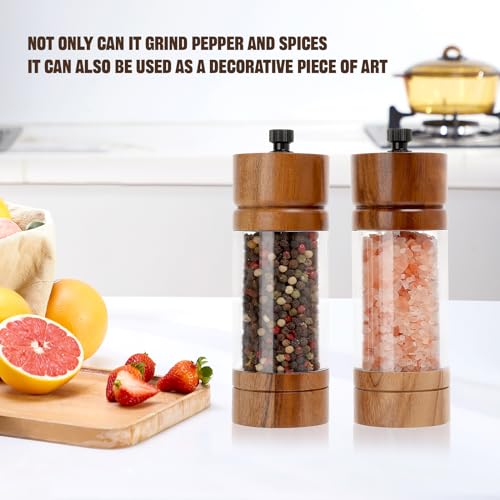 2 Pack 5.5 Inch Wood Salt and Pepper Grinder Set (2 Count)