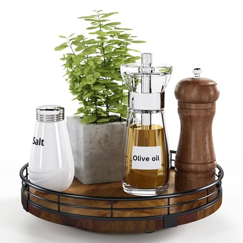 9 Inch Farmhouse Oak Lazy Susan Cabinet Organizer