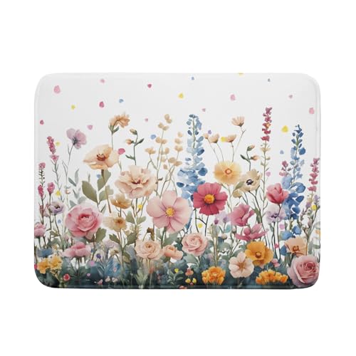 Colorful Flower Dish Drying Mat 18x24 Inch Botanical Floral Drainer Rack Mats Washable Absorbent Dish Dry Pad for Kitchen Counter Sink