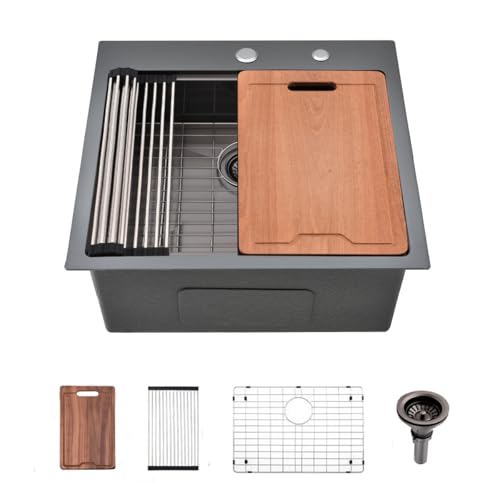 25 Inch Black Drop In Kitchen Sink