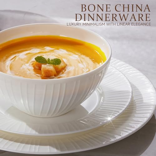 24Pc Bone China Dinnerware Set & 40Pc Flatware Combo Set for 8