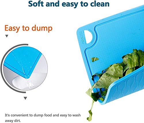 Silicone Thick Cutting Boards Mats Set of 3pcs Foldable & Flexible Design Juice Grooves Easy Grip Handle Dishwasher Safe for Kitchen (3 Count)