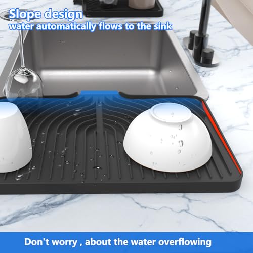 Dish Drying Mat for sink with a bulged edge