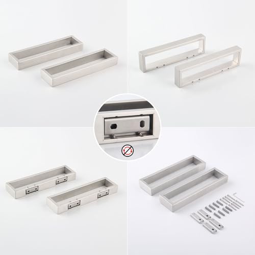 Modern Towel Holder Square Style Brushed Stainless Steel Towel Hanger Towel Ring for Bathroom Wall Mount 2 Pack HG1716