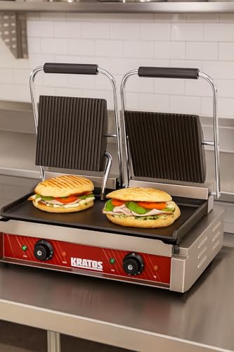 Commercial Panini Sandwich Grill Grooved Top w