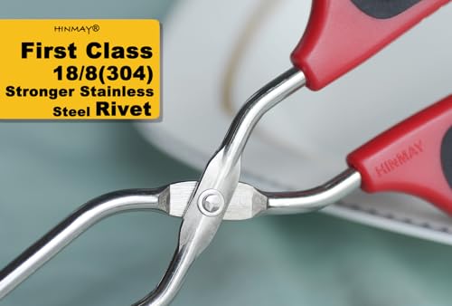 HINAMY 13" Stainless Steel Scissor Tongs with Comfort