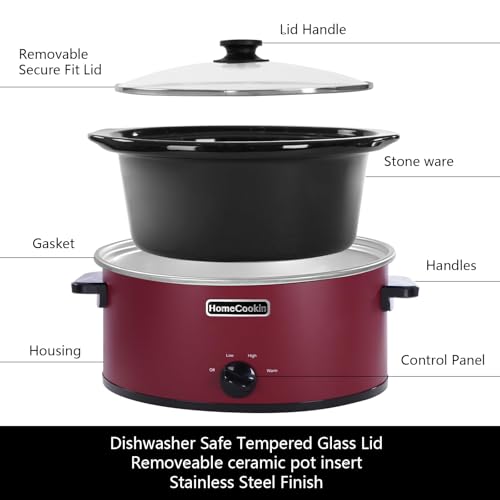 8 Quart Slow Cooker Oval Manual Pot Food Warmer with 3 Cooking Settings