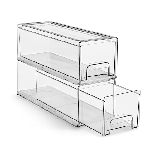 Clear Storage Drawers for Refrigerator & Pantry (4 Count)
