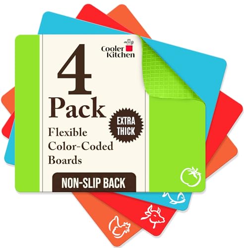 4 Piece Flexible Plastic Cutting Boards for Kitchen (4 Count)