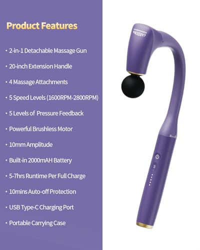 2-in-1 Detachable Muscle Massage Gun Deep Tissue with Extension Handle