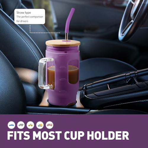 Glass Tumbler with Straw & Lid