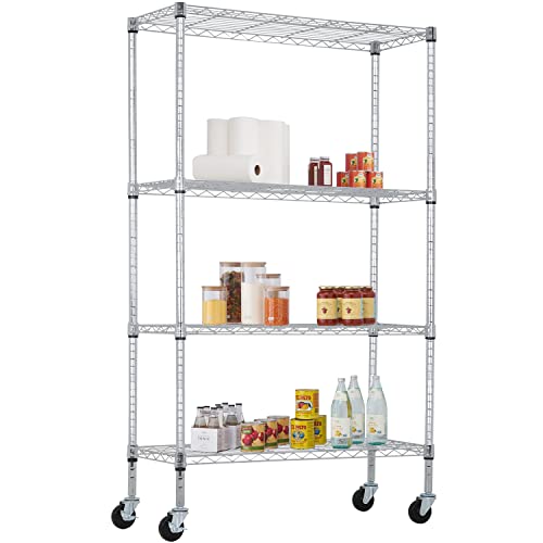 4 Tier Wire Shelf with Wheels (4 Count)