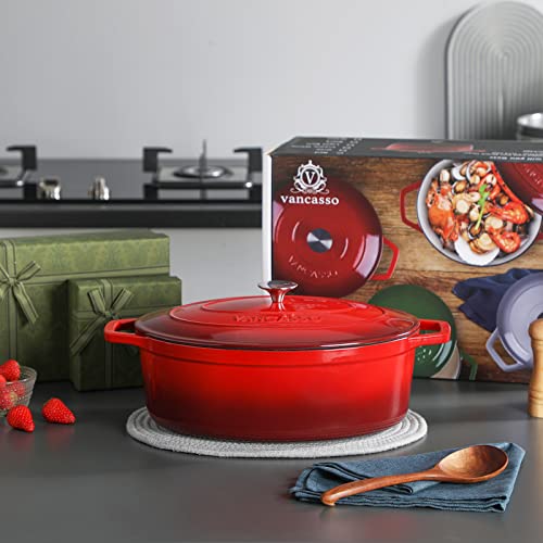 9.3 Qt Oval Enameled Cast Iron Dutch Oven with Lid