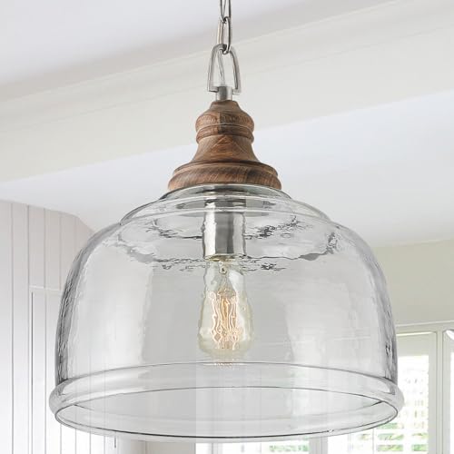 Capital Lighting 330318YG Julian Coastal Style Clear Organic Rippled Glass Dome Pendant