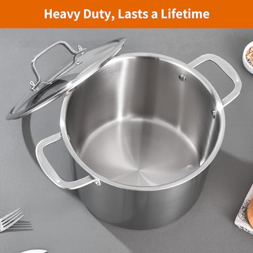 Tri ply Stainless Steel 8 Quart Heavy Duty Induction Stock Pot