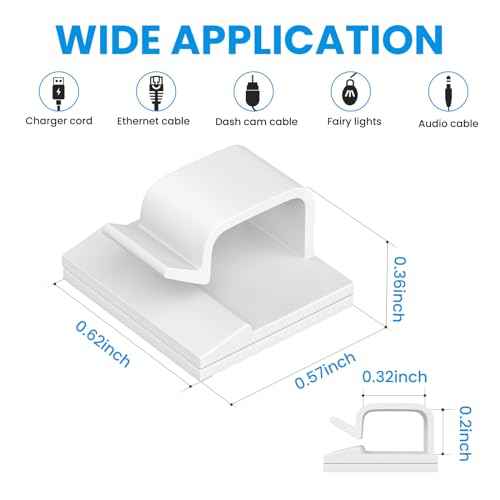 Cable Clips Adhesive Cord Clips for USB Cables (30 Count)