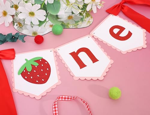Strawberry First Birthday High Chair Banner