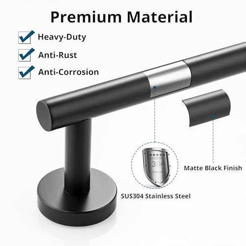Matte Black Hand Towel Holder for Bathroom Wall