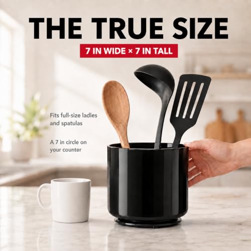 Plastic Extra Large Kitchen Rotating Black Utensil Holder Countertop Caddy