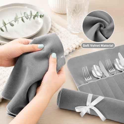18 Pcs Anti Tarnish Silverware Storage Bags Felt