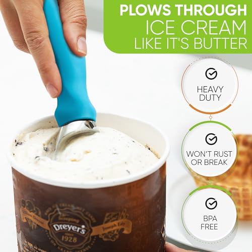Heavy Duty Metal Ice Cream Scoop with Soft Grip Handle