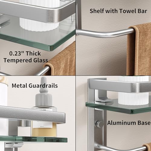 Bathroom Wall Shelf with Towel Bar