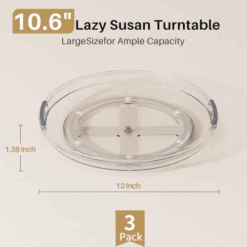 3 Pack 10.6'' Lazy Susan Organizer Turntable for Cabinet